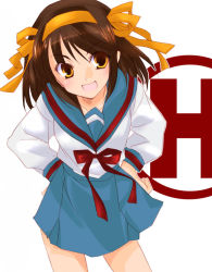 Rule 34 | 00s, 1girl, brown hair, school uniform, serafuku, short hair, solo, suzumiya haruhi, suzumiya haruhi no yuuutsu, utsubo kazura