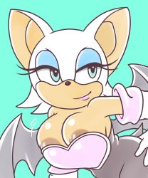 Rule 34 | 1girl, areola slip, artist request, breasts, cleavage, huge breasts, rouge the bat, sonic (series)