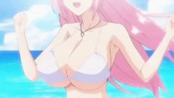 Rule 34 | animated, bikini, character request, pink hair, swimsuit