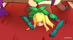 Rule 34 | 1girl, 1other, all fours, anilingus, animated, animated gif, anus, blonde hair, cave, cunnilingus, derpixon, facing viewer, fantasy, fey (fandeltales), licking, mimic, mimic chest, oral, pussy, saliva, sharp teeth, teeth, tentacles, tongue