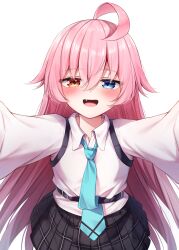 Rule 34 | 1girl, blue archive, blue eyes, heterochromia, hoshino (blue archive), long hair, looking at viewer, necktie, open mouth, pink hair, shishou (doragyurosu), smile, solo, yellow eyes