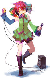 Rule 34 | 1girl, amplifier, bad id, bad pixiv id, boots, detached sleeves, drill hair, kasane teto, legs, microphone, red hair, skirt, solo, taira, twin drills, twintails, utau, vocaloid