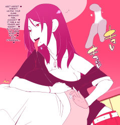 Rule 34 | anal, anal fingering, breasts, drunk, english text, femdom, fingering, hanuki ryouko, hard-translated, jewelry, long tongue, male penetrated, mole, necklace, ogata mamimi, prostate milking, saliva, text focus, third-party edit, tongue, tongue out, translated, yojouhan shinwa taikei