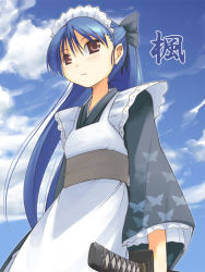 Rule 34 | 1girl, cloud, day, japanese clothes, jirou (chekoro), katana, maid, original, sky, solo, sword, wa maid, weapon