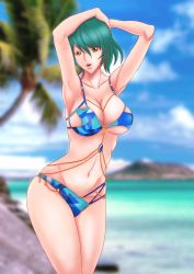 Rule 34 | 1girl, aqua hair, dead or alive, dead or alive xtreme venus vacation, highres, multicolored hair, streaked hair, swimsuit, tagme, tamaki (doa), twilightchapter