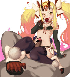 Rule 34 | blonde hair, fate/grand order, fate (series), highres, horns, ibaraki douji (fate), long hair, oni, penis, tagme, thigh sex, twintails