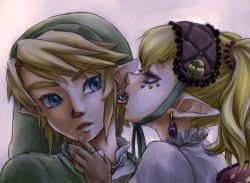 Rule 34 | 1boy, 1girl, agitha, blonde hair, blue eyes, couple, ear licking, earrings, jewelry, licking, link, lowres, nintendo, pointy ears, the legend of zelda, the legend of zelda: twilight princess, you gonna get raped