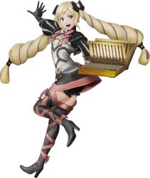 Rule 34 | 1girl, 3d, black thighhighs, blonde hair, bloomers, book, boots, bow, dress, earrings, elise (fire emblem), fire emblem, fire emblem fates, fire emblem warriors, full body, gloves, hair bow, hair ornament, high heel boots, high heels, highres, holding, holding book, jewelry, leg up, long hair, long sleeves, looking at viewer, nintendo, open mouth, puffy sleeves, purple eyes, short dress, smile, solo, thigh boots, thighhighs, transparent background, twintails, underwear