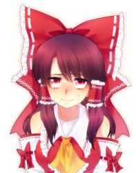 Rule 34 | 1girl, crying, crying with eyes open, face, female focus, hakurei reimu, japanese clothes, kiri futoshi, miko, ribbon, smile, solo, tears, touhou, undefined fantastic object