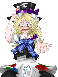 Rule 34 | :d, alice in wonderland, bad id, bad twitter id, blonde hair, cosplay, hat, kirisame marisa, mad hatter (alice in wonderland), mad hatter (alice in wonderland) (cosplay), md5 mismatch, open mouth, ribbon, self-upload, smile, touhou, yellow eyes