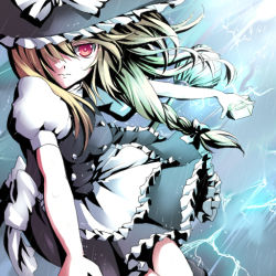 Rule 34 | 1girl, blonde hair, female focus, hat, kirisame marisa, myaaco, red eyes, solo, touhou, witch, witch hat