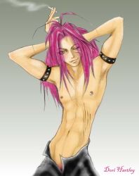 Rule 34 | 1boy, gradient background, male focus, muscular, saiyuki, sha gojyo, solo, tagme, topless male