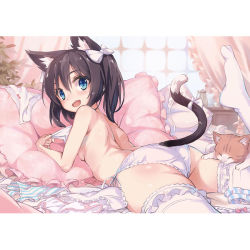 Rule 34 | 1girl, animal ears, cat, cat ears, solo, tagme, tail, thighhighs, white thighhighs