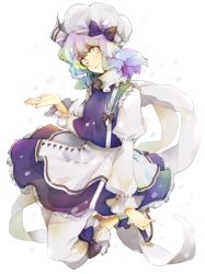 Rule 34 | 1girl, blue hair, bow, dress, female focus, full body, gradient hair, green hair, hat, hinabu, letty whiterock, multicolored hair, pants, purple hair, ribbon, shoes, short hair, simple background, smile, solo, touhou, white background, white eyes