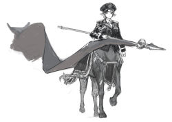 Rule 34 | 1girl, animal ears, banner, centaur, closed mouth, collared shirt, epaulettes, flag, genso, greyscale, holding, horse ears, jacket, looking at viewer, military, military jacket, military uniform, monochrome, necktie, original, pelvic curtain, shirt, simple background, sketch, solo, taur, uniform, white background, wing collar