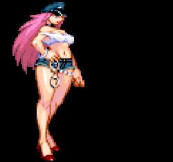 Rule 34 | 1girl, animated, animated gif, blowing kiss, final fight, high heels, navel, pink hair, poison (final fight), short shorts, shorts