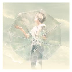 Rule 34 | 1boy, artist name, blouse, cloud, cloudy sky, expressionless, framed, from side, grey hair, long sleeves, looking up, male focus, original, outstretched hand, pants, rain, rido (ridograph), see-through, shirt, short hair, sky, standing, transparent, transparent umbrella, umbrella, water drop, watermark, web address, wet, white shirt