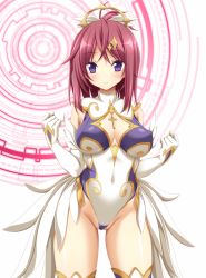Rule 34 | 1girl, breasts, cow, cowboy shot, cross, highres, koku, large breasts, leotard, levi (realive), long hair, looking at viewer, official art, photoshop (medium), purple eyes, realive, red hair, smile, solo, thighhighs, transparent background, w arms