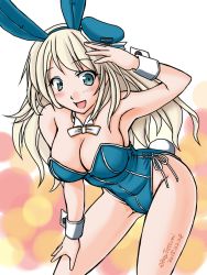 Rule 34 | 10s, 1girl, adapted costume, animal ears, atago (kancolle), blonde hair, bow, bowtie, breasts, cleavage, detached collar, fake animal ears, hat, kantai collection, long hair, playboy bunny, rabbit ears, rabbit tail, tail, tatsumi ray, wrist cuffs