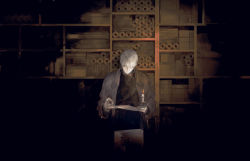 Rule 34 | 1boy, candle, closed mouth, fire, ginko, grey eyes, hair over one eye, holding, holding scroll, indoors, looking down, male focus, mushishi, reading, scroll, solo, standing, starstruckdon, white hair