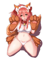 Rule 34 | 1girl, absurdres, animal ears, animal hands, bell, blush, blush stickers, bra, breasts, cat cutout, cat ear panties, cat lingerie, choker, cleavage, cleavage cutout, clothing cutout, collar, curvy, ebon umax, fang, fate/grand order, fate (series), fox ears, fox tail, gloves, hair ribbon, heart, heart-shaped pupils, highres, jingle bell, large breasts, long hair, looking at viewer, meme attire, navel, neck bell, open mouth, panties, paw gloves, pink hair, ribbon, side-tie panties, sitting, solo, symbol-shaped pupils, tail, tamamo (fate), tamamo cat (fate), tamamo no mae (fate/extra), thick thighs, thighs, type-moon, underwear, underwear only, wide hips, yellow eyes