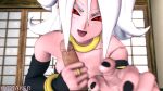 Rule 34 | 1boy, 1girl, 3d, android, android 21, animated, artist name, bandai, bare shoulders, black sclera, black sleeves, black tube top, bracelet, collarbone, colored sclera, colored skin, detached sleeves, dpmaker, dragon ball, dragon ball fighterz, earrings, erection, hair between eyes, handjob, hetero, highres, hoop earrings, jewelry, long hair, looking at viewer, majin android 21, nail polish, namco, neck ring, open mouth, penis, pink skin, pointy ears, pov, red eyes, ring, rubbing, solo focus, source filmmaker (medium), strapless, tongue, tongue out, tube top, tube top, uncensored, video, video, white hair