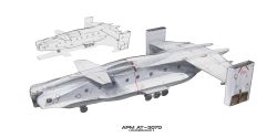 Rule 34 | absurdres, aircraft, airplane, asterozoa, from above, highres, military, military vehicle, multiple views, no humans, original, vehicle focus, vehicle name, vtol, wheel, white background