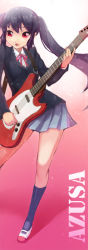 Rule 34 | 1girl, female focus, gradient background, guitar, instrument, k-on!, kawa akira, long hair, nakano azusa, school uniform, skirt, solo, twintails