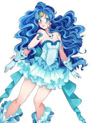 Rule 34 | absurdres, blue dress, blue eyes, blue gloves, blue hair, dress, gloves, highres, houshou hanon, houshou hanon (idol), houshou hanon (mermaid), idol, kyranyan, mermaid, mermaid melody pichi pichi pitch, monster girl, ribbon