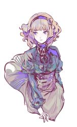 Rule 34 | 1girl, blonde hair, blue eyes, closed mouth, constance von nuvelle, fire emblem, fire emblem: three houses, garreg mach monastery uniform, hairband, highres, long sleeves, mjaa, multicolored hair, nintendo, purple hair, simple background, solo, uniform, white background