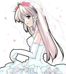 Rule 34 | 00s, bride, clannad, dress, flower, furai, lowres, oekaki, sakagami tomoyo, solo, wedding dress
