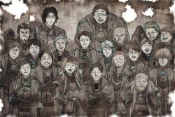 Rule 34 | 6+boys, aged down, bido (made in abyss), black eyes, black hair, blonde hair, bondrewd, brown coat, brown gloves, brown hair, brown pants, brown vest, closed eyes, closed mouth, coat, dated, facial hair, glasses, gloves, goatee, grey hair, grin, gueira (made in abyss), gyarike, hair between eyes, hat, unworn hat, unworn headwear, highres, hisatago, holding, holding clothes, holding hat, jenien, joho (made in abyss), long sleeves, looking at viewer, made in abyss, male focus, medium bangs, multicolored hair, multiple boys, mustache, muted color, old, old man, open mouth, overcoat, pants, parted bangs, photo (object), prushka, rabbiak, rectangular eyewear, round eyewear, sepia, short bangs, short hair, smile, streaked hair, suumama, teeth, third-party source, twitter username, upper body, upper teeth only, very short hair, vest, whistle, whistle around neck, white hair