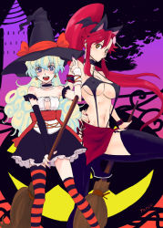 Rule 34 | + +, 00s, 2girls, animal ears, breasts, broom, choker, cleavage, costume, covered erect nipples, cross-shaped pupils, halloween, hat, large breasts, medium breasts, multicolored hair, multiple girls, nia teppelin, noritake, ponytail, red hair, slingshot swimsuit, striped clothes, striped legwear, striped thighhighs, swimsuit, symbol-shaped pupils, tengen toppa gurren lagann, thighhighs, two-tone hair, underboob, witch hat, yoko littner