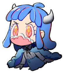 Rule 34 | + +, 1girl, ahoge, blue hair, blue skirt, chibi, collared shirt, covered mouth, curled horns, dinosaur girl, horns, long hair, mask, mouth mask, multicolored hair, one piece, pink eyes, pink hair, pink mask, raine (acke2445), shirt, skirt, solo, streaked hair, transparent background, ulti (one piece), white shirt