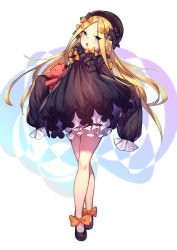 Rule 34 | 1girl, :o, abigail williams (fate), black bow, black dress, blonde hair, blue eyes, bow, commentary request, dress, dress bow, dress shoes, fate/grand order, fate (series), footwear bow, frilled dress, frilled legwear, frilled sleeves, frills, full body, gothic lolita, hair bow, hands in opposite sleeves, hat, highres, holding, holding toy, lolita fashion, long hair, long sleeves, looking at viewer, multiple hair bows, open mouth, orange bow, shennai misha, shoes, solo, stuffed animal, stuffed toy, teddy bear, too many bows, toy, very long hair