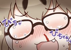 Rule 34 | 10s, 1girl, :3, blonde hair, blood, blush, close-up, fang, glasses, kemono friends, margay (kemono friends), nosebleed, open mouth, saliva, short hair, smile, solo, tanaka kusao, translation request