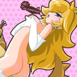 Rule 34 | 1boy, 1girl, aoba (aunana), ass, blonde hair, blue eyes, blush, bowser, breasts, cowgirl position, crown, drooling, dutch angle, earrings, elbow gloves, english text, girl on top, gloves, hetero, interspecies, jewelry, lipstick, long hair, makeup, mario (series), nintendo, nipples, nude, open mouth, princess peach, pussy juice, saliva, sex, straddling, sweat, text focus, thighhighs, vaginal