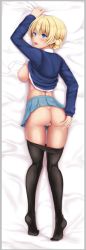 Rule 34 | 10s, 1girl, ass, bed, blonde hair, blue eyes, blush, breasts, darjeeling (girls und panzer), girls und panzer, large breasts, nipples, open mouth, pussy, solo, vincent ky