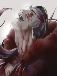 Rule 34 | 1boy, blood, blood on face, blue hair, cu chulainn (fate), cu chulainn (fate) (all), cu chulainn (fate/stay night), cu chulainn alter (fate), cu chulainn alter (fate/grand order), dark blue hair, dark persona, earrings, facepaint, fangs, fate/grand order, fate (series), floating hair, fur, head back, highres, jewelry, lancer, long hair, looking at viewer, male focus, monster boy, open mouth, outin, ponytail, red eyes, saliva, sharp teeth, slit pupils, solo, spikes, teeth, tongue, type-moon
