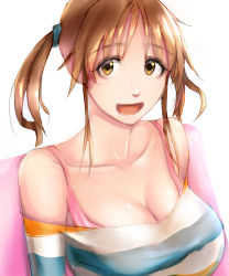 Rule 34 | 10s, 1girl, bad id, bad pixiv id, breasts, brown eyes, brown hair, bump (bump321), cleavage, highres, idolmaster, idolmaster cinderella girls, large breasts, looking at viewer, open mouth, smile, solo, totoki airi, twintails