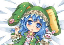Rule 34 | 10s, 1girl, absurdres, animal ears, bad id, bad pixiv id, blue eyes, blue hair, date a live, greenteaneko, hand puppet, highres, hood, long hair, matching hair/eyes, open mouth, puppet, rabbit ears, solo, yoshino (date a live), yoshinon