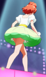Rule 34 | 1girl, bubble skirt, from behind, go! princess precure, haruno haruka, haruyama kazunori, precure, red hair, skirt, solo, walking