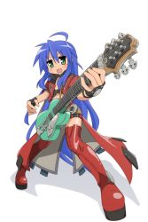 Rule 34 | blue hair, cosplay, electric guitar, green eyes, guilty gear, guitar, highres, i-no, i-no (cosplay), instrument, izumi konata, lucky star, not call, red footwear