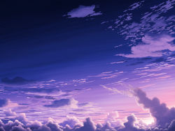 Rule 34 | aoha (twintail), blue theme, cloud, no humans, original, purple theme, scenery, sky