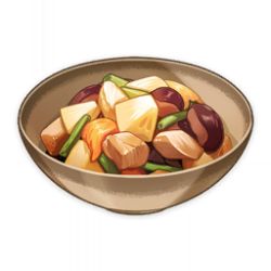 Rule 34 | artist request, beans, bowl, chicken (food), commentary, english commentary, food, food focus, game cg, genshin impact, lowres, mushroom, no humans, official art, simple background, still life, third-party source, transparent background, vegetable