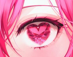 Rule 34 | 1girl, 58 (opal 00 58), blush, close-up, colored eyelashes, commentary, crystal, english commentary, eye focus, eyelashes, heart, heart-shaped eyes, heart-shaped pupils, highres, looking at viewer, original, pink eyes, pink hair, solo, symbol-shaped pupils