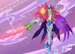 Rule 34 | bloomlordmon, blue eyes, digimon, flower, highres, knight, lance, plant, polearm, weapon