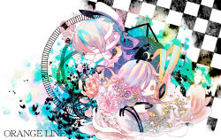 2boys abstract ahoge bandaged_head bandages bird blonde_hair bug butterfly english_text flower hat insect jewelry miza-sore multiple_boys necklace no_eyes oliver_(vocaloid) open_mouth sailor_hat short_hair swing_set vocaloid yohioloid