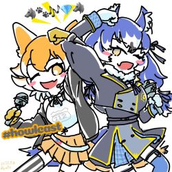 Rule 34 | coyote (kemono friends), wolf ears, wolf tail, dire wolf (kemono friends), kemono friends, kemono friends v project, microphone, p alti, short hair, virtual youtuber