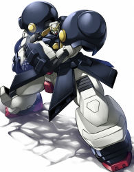 Rule 34 | bolt gundam, clenched hands, g gundam, green eyes, ground shatter, gundam, haganef, head tilt, looking at viewer, mecha, no humans, robot, science fiction, solo, standing, v-fin, white background
